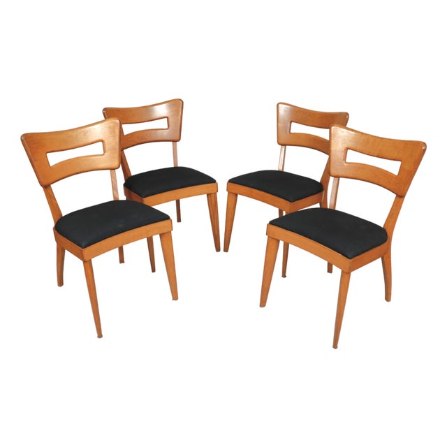 Heywood Wakefield Mid-Century Modern M154 "Dog Biscuit" Dining Chairs, Set of Four For Sale