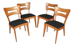 Heywood Wakefield Mid-Century Modern M154 "Dog Biscuit" Dining Chairs, Set of Four