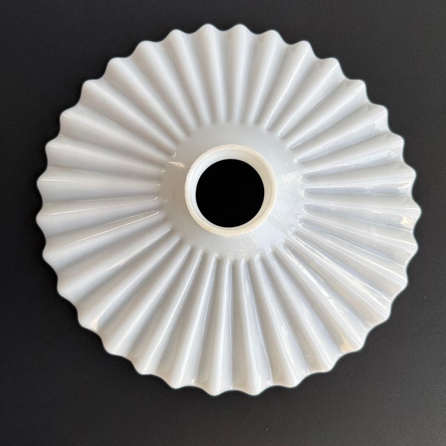 1930s Antique White Opaline Glass “Frill” Pendant Light, 1930s For Sale - Image 5 of 7