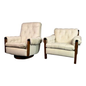 60s Vintage Highback Swivel & Lowback Club Chair Set