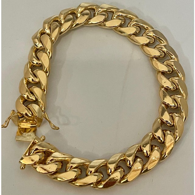 2000 - 2009 Vintage 14 Karat Yellow Gold 33.4Gm Cuban link Bracelet Unisex, 7.75 INCH For Sale - Image 5 of 18