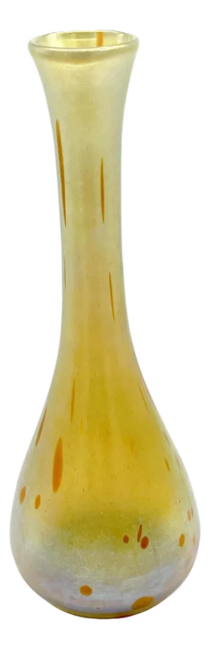 Tall Elongated Loetz Austria Oil Spot Decorated Vase, Circa 1900s
