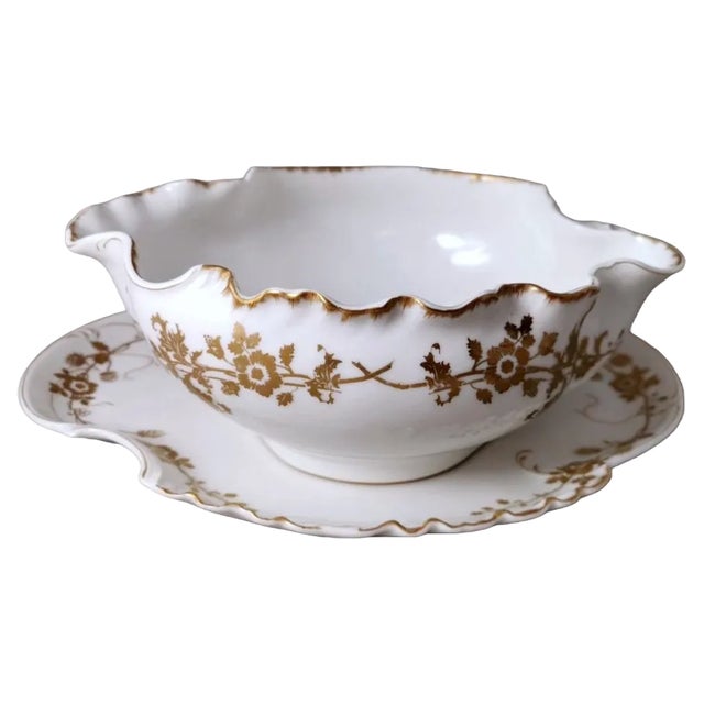 French Porcelain Salad Bowl with Tray from Haviland & Co. Limoges, 1902, Set of 2 For Sale