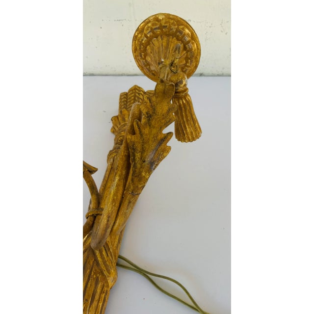Traditional Myran Allan Luxury Lighting Italian Carved Wood Gold Wall Sconces - A Pair For Sale - Image 3 of 6