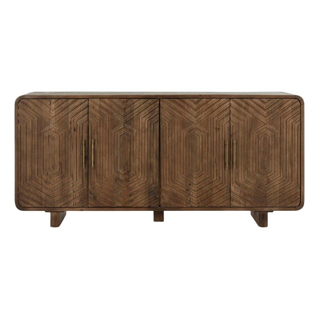 Modern Prism Walnut Buffet Credenza For Sale