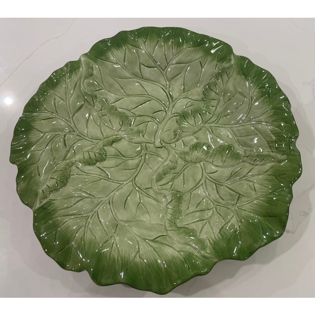 Cabbageware Platter - Vintage Fitz and Floyd Cabbage Leaf Serveware For Sale In Philadelphia - Image 6 of 6