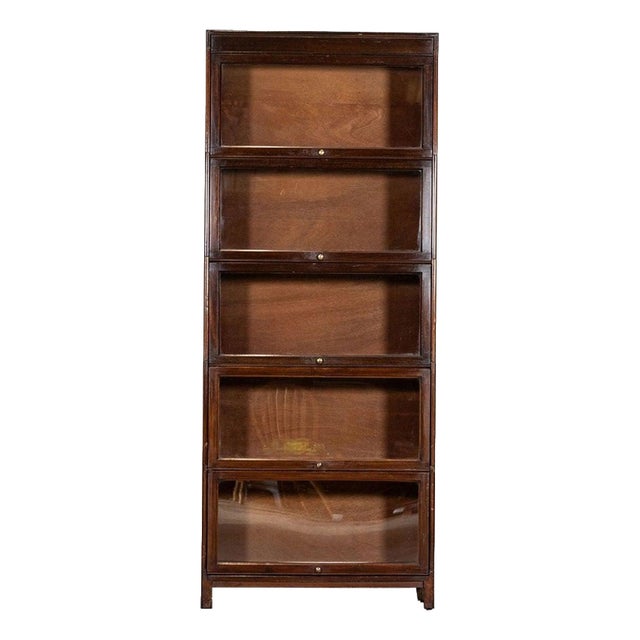 Large Gunn Mahogany Glazed Sectional Bookcase, 1900 For Sale