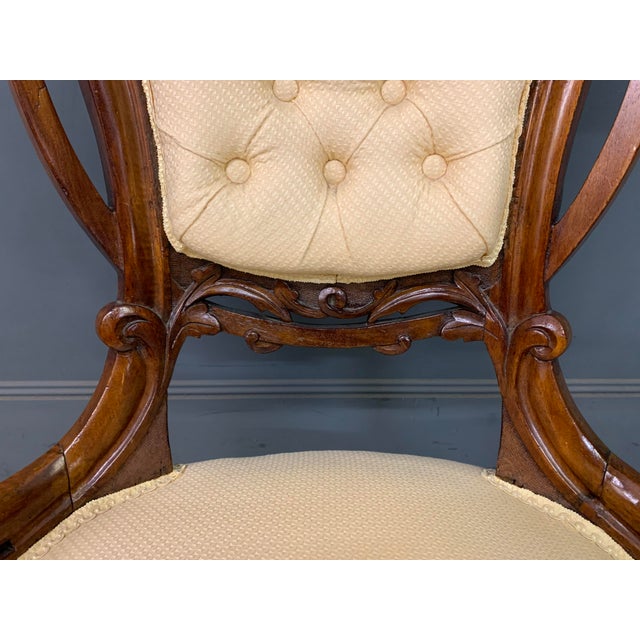 Victorian Walnut Upholstered Salon Chair, 1870 For Sale - Image 6 of 14