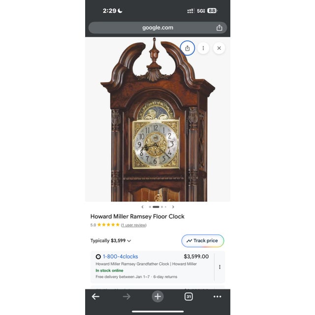 Metal Vintage Howard Miller Grandfather Clock**Limited 80th Anniversary Edition** For Sale - Image 7 of 8
