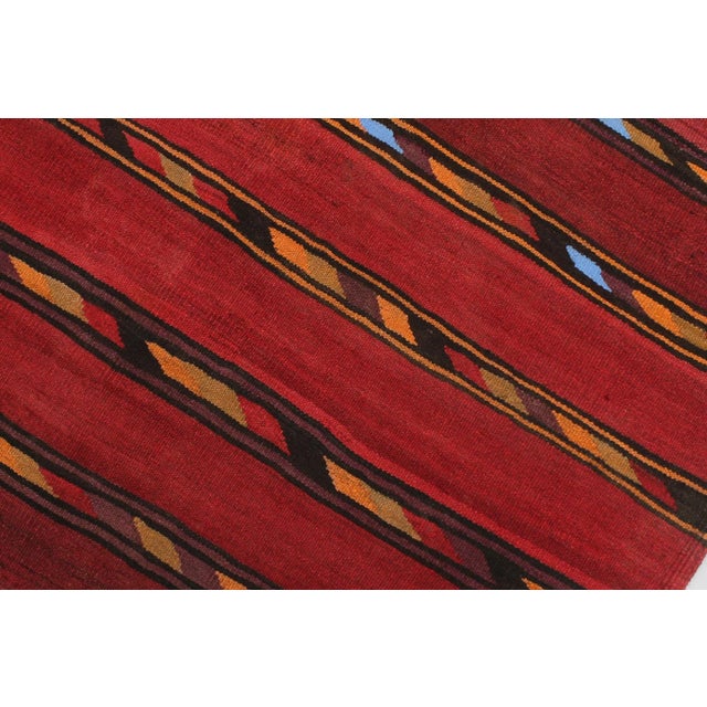 Textile 1960s Turkish Tribal Antique Kilim Red Blue Hand-Woven Area Rug For Sale - Image 7 of 10