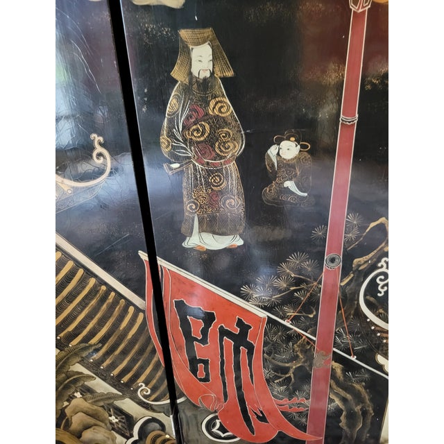 Coromandel Asian Lacquer 8 Panel Divider For Sale - Image 10 of 11