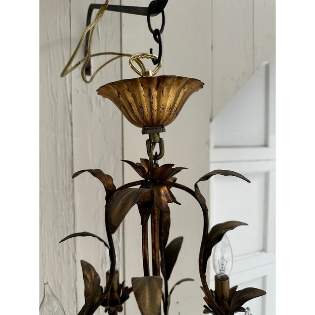 1940s Vintage Petite Hollywood Regency Four Light Fixture For Sale - Image 5 of 8