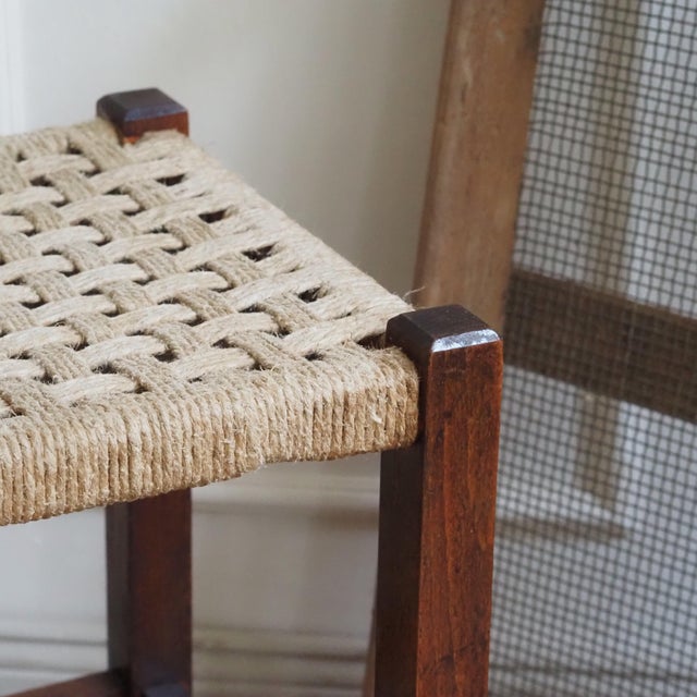1940s Bauhaus Hardwood Stool with Jute Weave, 1940s For Sale - Image 5 of 5