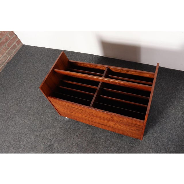 Brown Norwegian Rosewood Magazine Rack / Record Lp Caddy by Rolf Hesland for Bruksbo For Sale - Image 8 of 18