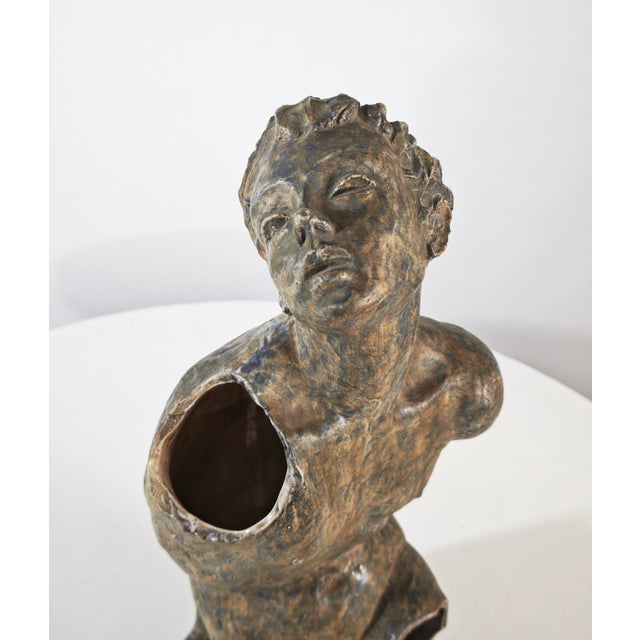 Blue and Green Ceramic Nude Male Torso Sculpture from Cio Zanetta, Italy, 1990s For Sale - Image 9 of 17
