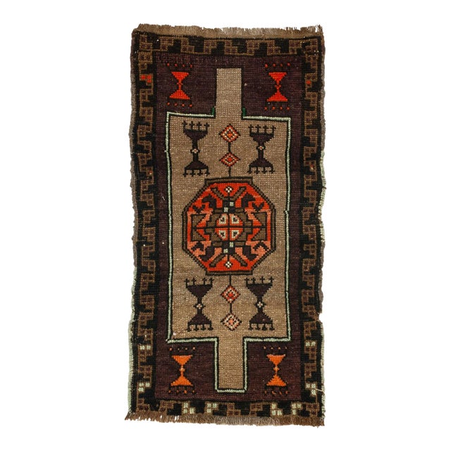 Vintage Brown Turkish Rug For Sale
