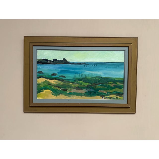 Original Swedish Oil on Canvas – “Coastal Landscape” by Kersti Flyckt (1925–2009) – Signed – Vintage & Framed – 77 × 52 cm...