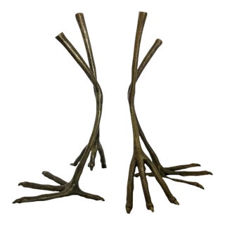 Pair of Anthropologie Bird Leg Bookends For Sale