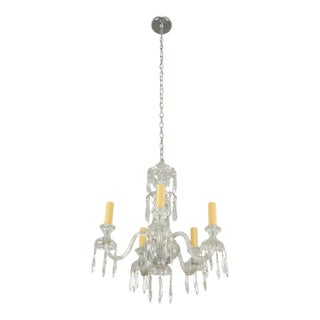 Mid 20th Century Restored Traditional Five Light Clear Crystal Chandelier For Sale
