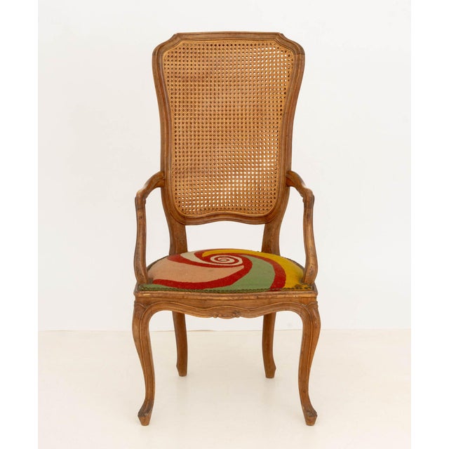 Set of Five Italian Provincial Style Cane-Paneled Walnut Dining Chairs For Sale - Image 11 of 15