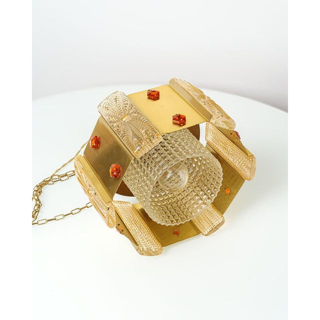 Aladdin Lamp in Glass Blocks and Brass Elements from Vitrika, 1960s For Sale - Image 10 of 12