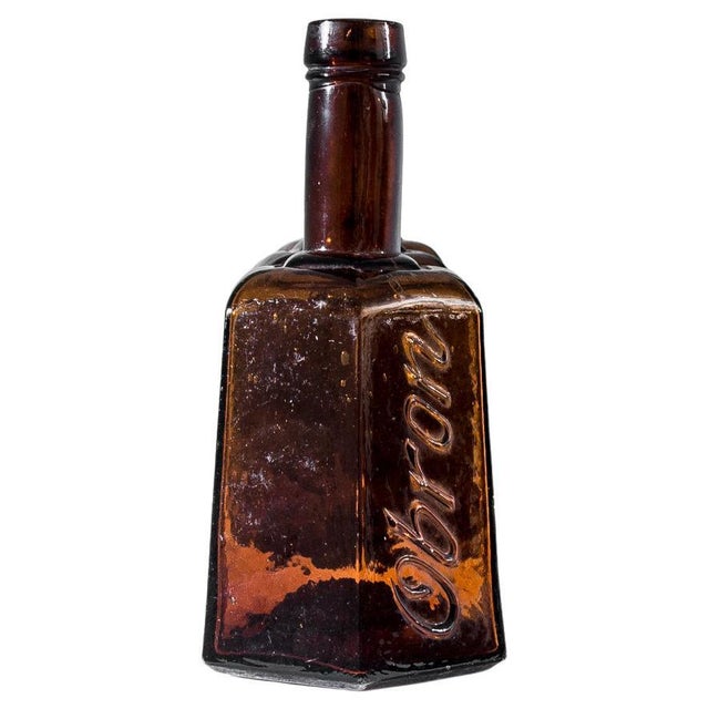 1900 - 1909 Vintage European Amber Glass Bottle For Sale - Image 5 of 5