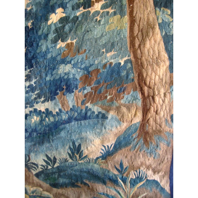 French Aubusson Tapestry Verdure Two Magpies in a Tree 18 Century For Sale - Image 10 of 12