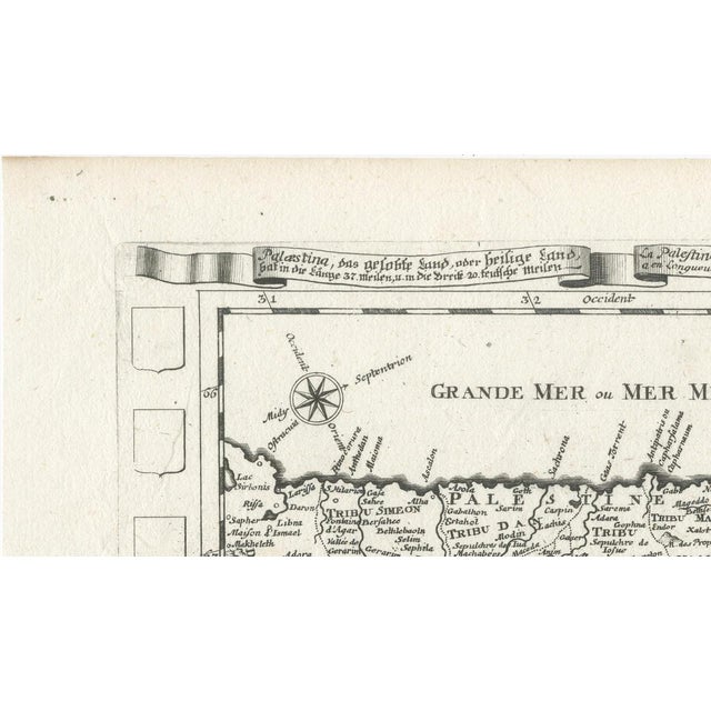 Black Antique Map of Palestine and Jerusalem by Elias Baeck, 1700s For Sale - Image 8 of 11