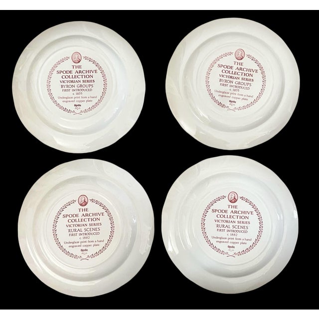 Spode 10 Plates- 10 1/4" Spode Archive Collection Victorian Series. Assorted Red and White Transfeware. For Sale - Image 4 of 9