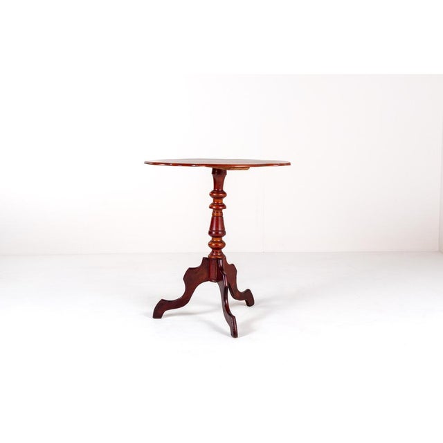 Antique Mahogany Tripod Table: Scalloped Edge Wine Table, 1890s For Sale - Image 6 of 9