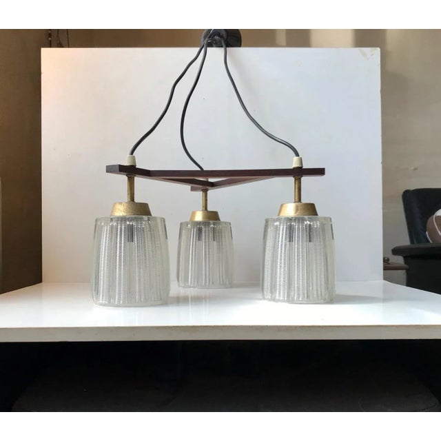 Metal Mid-Century Danish Brass and Glass Ceiling Lamp, 1950s For Sale - Image 7 of 7