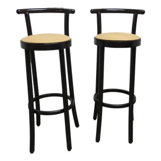 Dialog Stools in Black, Yellow and Blue Imitation Leather from Baumann, 1990, Set of 2 For Sale