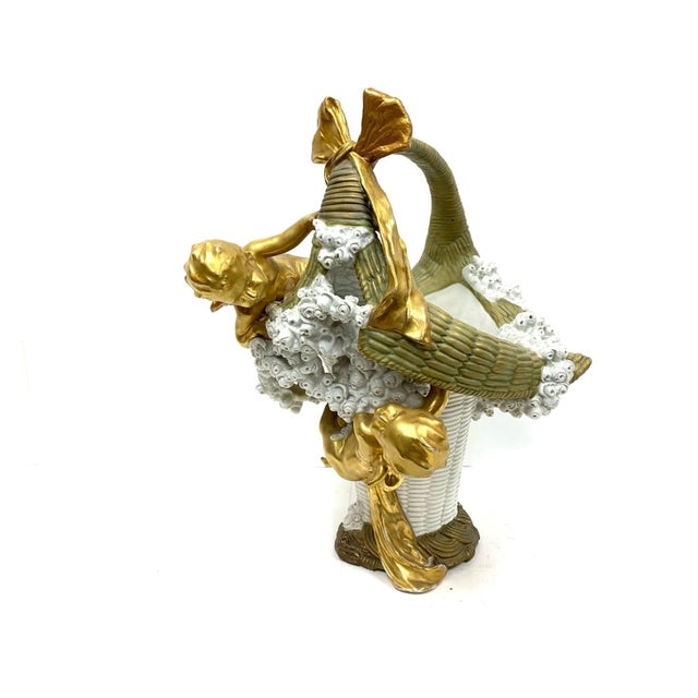 Amphora Imperial Amphora Turn Porcelain Cherub Basket With Cascading Rosettes, Circa 1890–1900 For Sale - Image 4 of 16