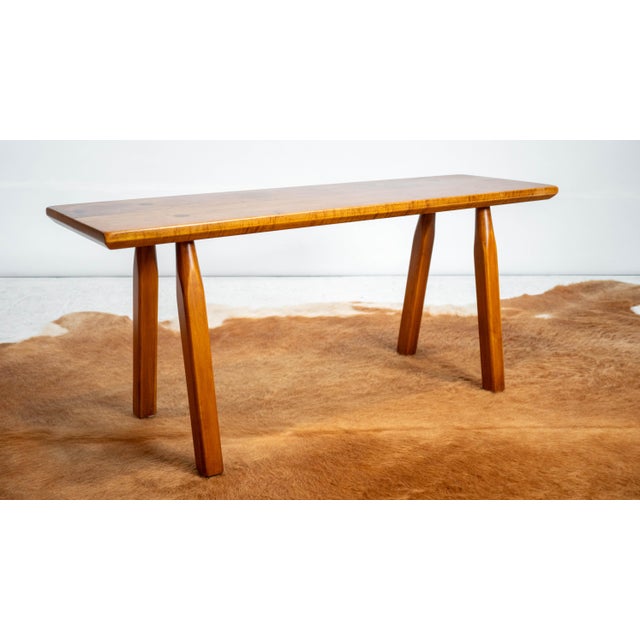 1950s Restored 1950s American Studio Craft / Mid-Century Maple Bench For Sale - Image 5 of 17
