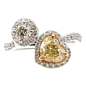 1.68 Ct Natural Yellow Moi Et Toi Diamond Ring Size 6