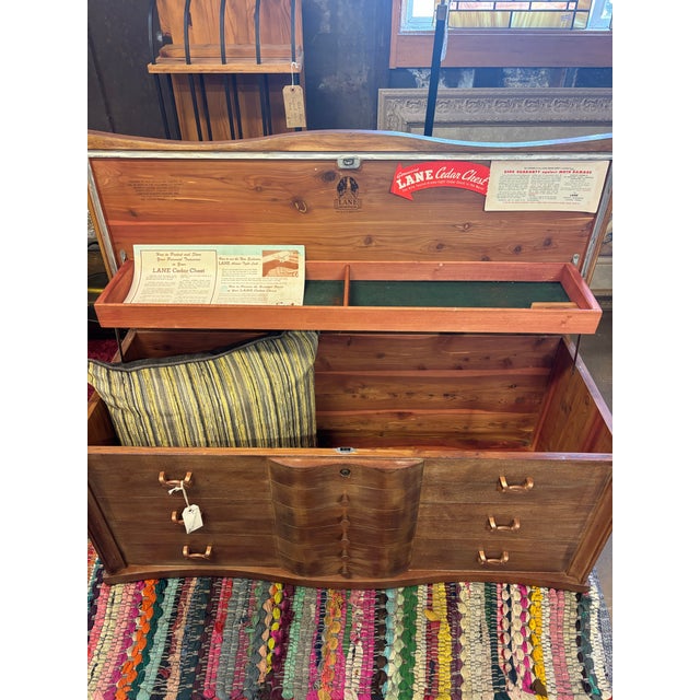 Mid-Century Lane Walnut Cedar Chest With Waterfall Front For Sale - Image 9 of 10