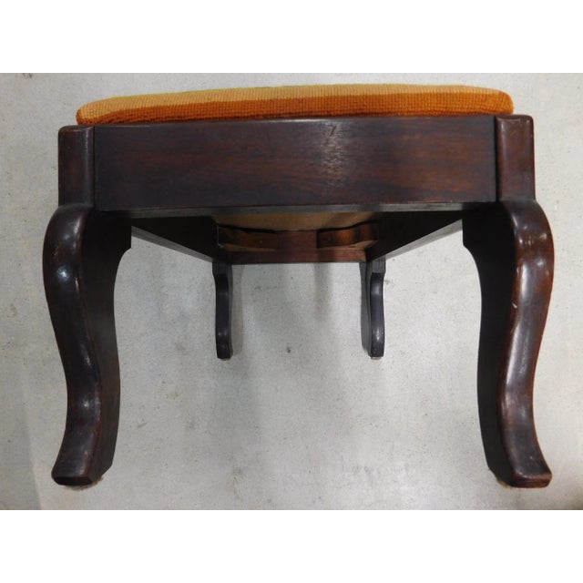 1960s Mid Century Stool With Hand Made Folk Art Needlepoint For Sale In Los Angeles - Image 6 of 8