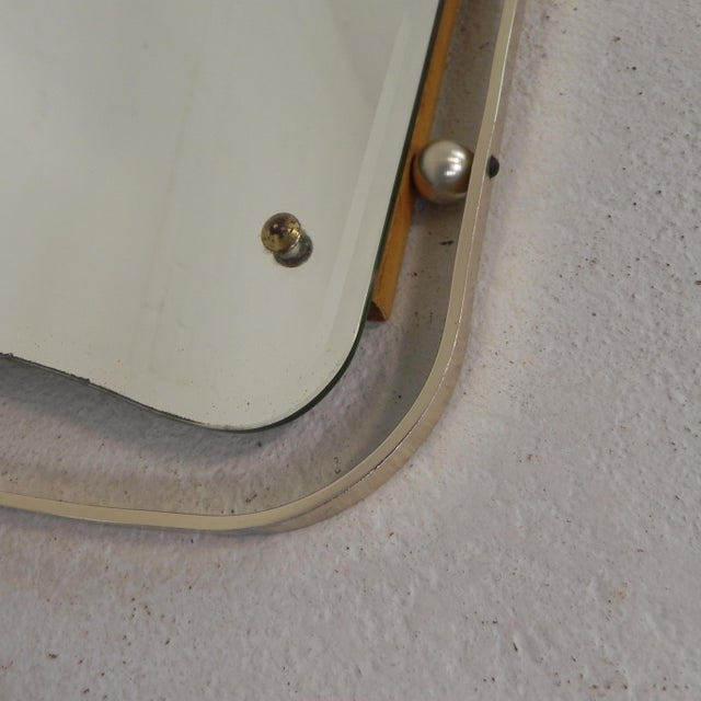 Metal Vintage Faceted Mirror in Aluminum Frame, 1950s For Sale - Image 7 of 12