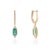 Metal Art Deco 1.96ct Emerald Diamond Huggie Drop Earrings in 14k Yellow Gold- A Pair For Sale - Image 7 of 16