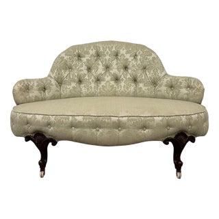 Antique 19th Century English Victorian Mahogany Button-Back Settee For Sale