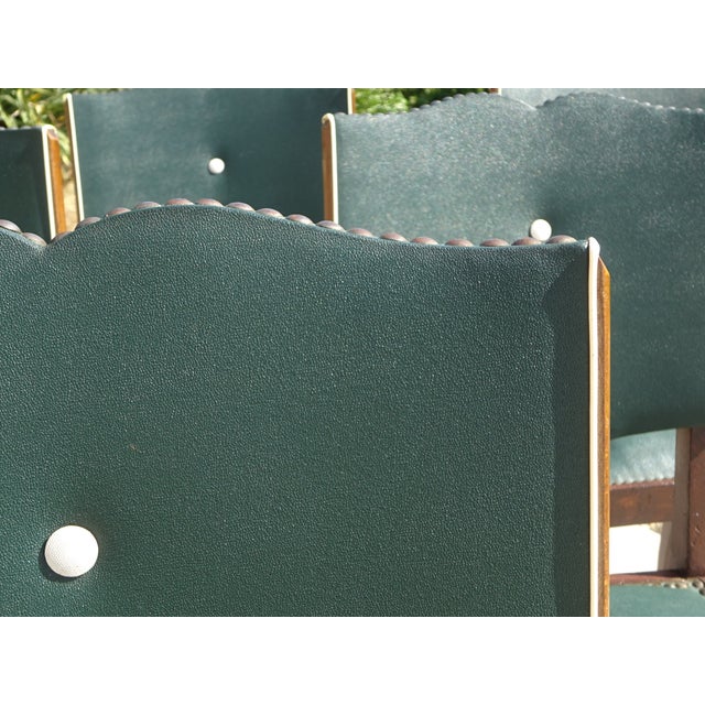 1940s Art Deco Chairs in Wood and Green Faux Leather, 1940s, Set of 6 For Sale - Image 5 of 18