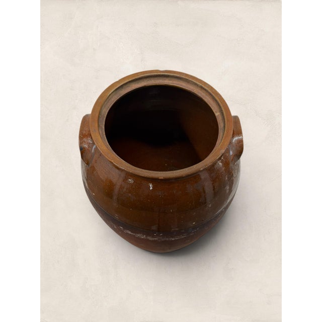 Brown Late 19th Century Antique French Brown Glazed Confit Pot With Wooden Lid For Sale - Image 8 of 9