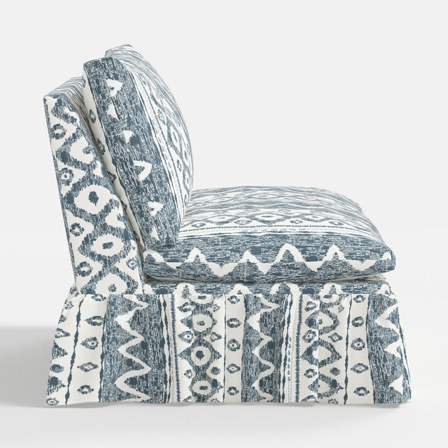 Not Yet Made - Made To Order Capra Ruffle Settee in Linny Ikat Slate For Sale - Image 5 of 7