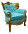 Rococo Style Velvet Chair With Gold Leaf Frame Details For Sale