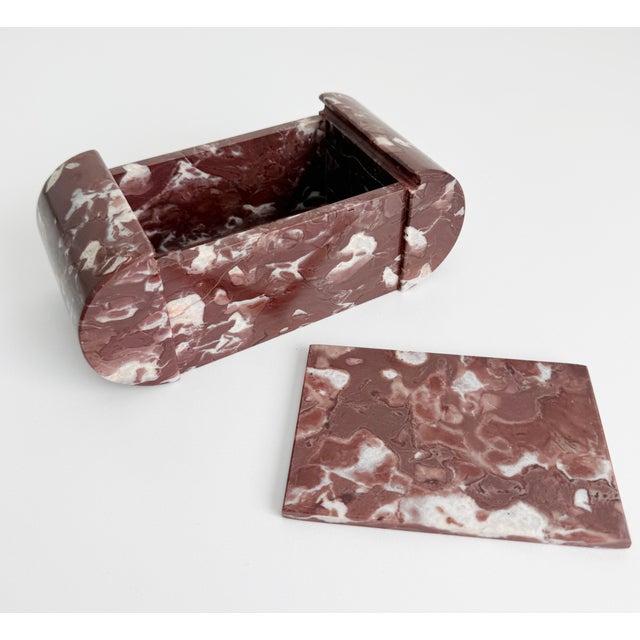 1940s Art Deco Rosso Marble Vanity Box With Rounded Sides For Sale - Image 13 of 13