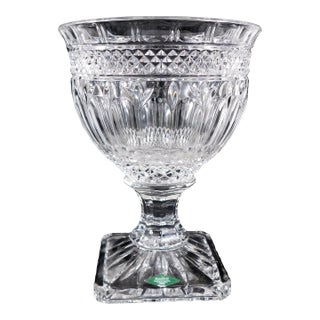 1970s Shannon Cut Crystal Footed Compote For Sale