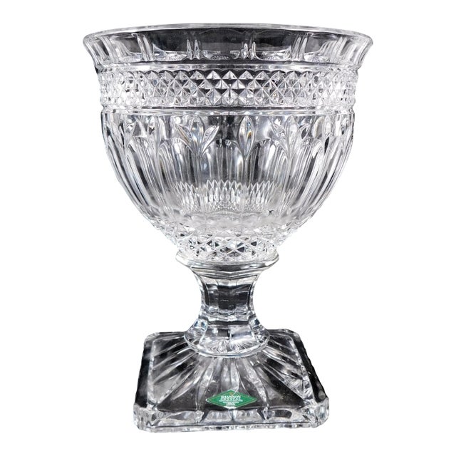 1970s Shannon Cut Crystal Footed Compote For Sale
