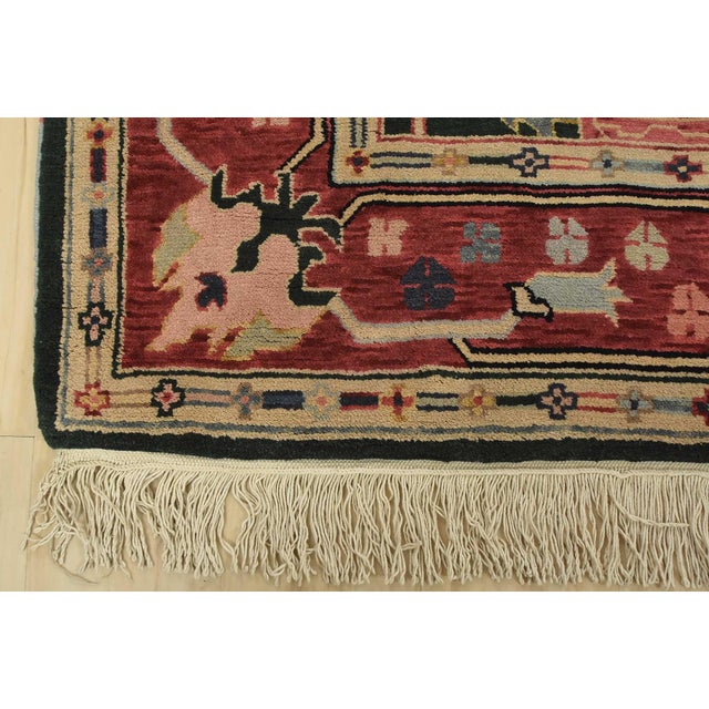 Heriz Rug 6’1” X 8’10” Green Wool Vintage Traditional Hand-Knotted Carpet For Sale - Image 12 of 15