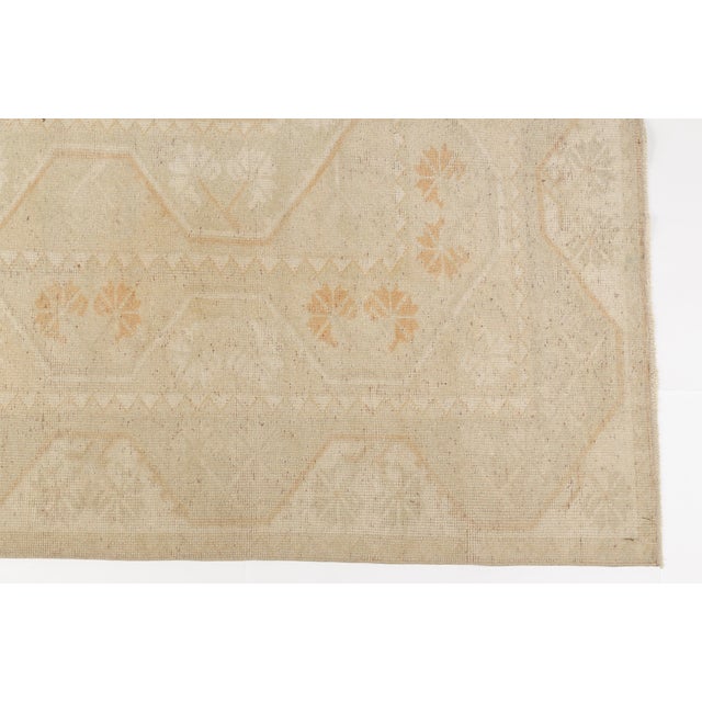 Vintage Distressed Turkish Oushak Rug in Monochromatic Cream and Soft Sand For Sale - Image 9 of 10