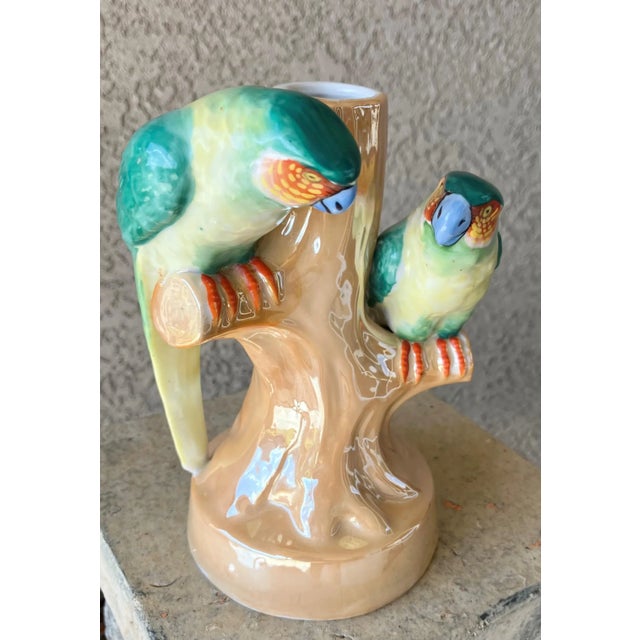 1950s Mid 20th-Century Palm Beach Chic Regency-Style Lusterware Parrot Bud Vase, Japan For Sale - Image 5 of 12